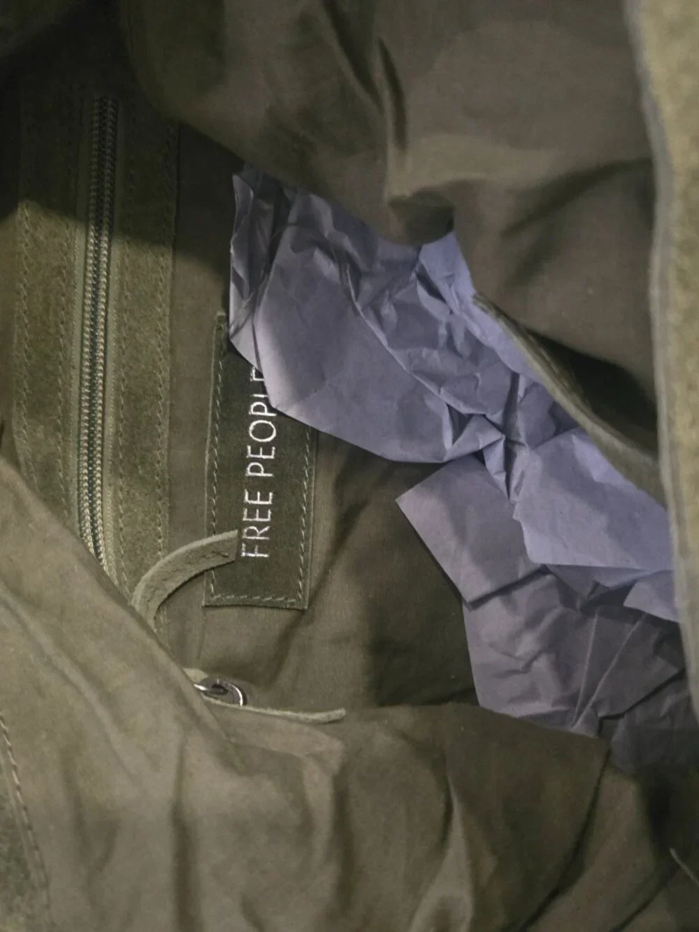 Free people olive green suede sholder bag NWT paper inside its brand new